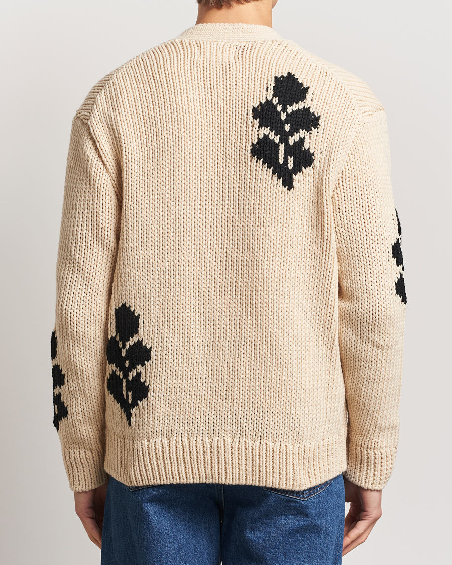 Herr | Tröjor | NN07 | Mika Knitted Leaf Cardigan Ecru