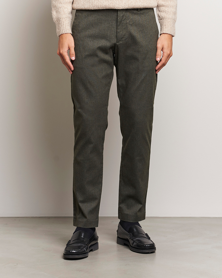 Herr | Byxor | NN07 | Theo Brushed Cotton Trousers Dark Army