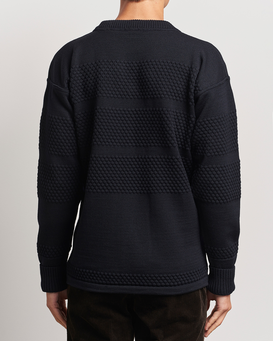 Herr | Tröjor | S.N.S. Herning | Fisherman Wool Crew Neck Sweater Navy Blue