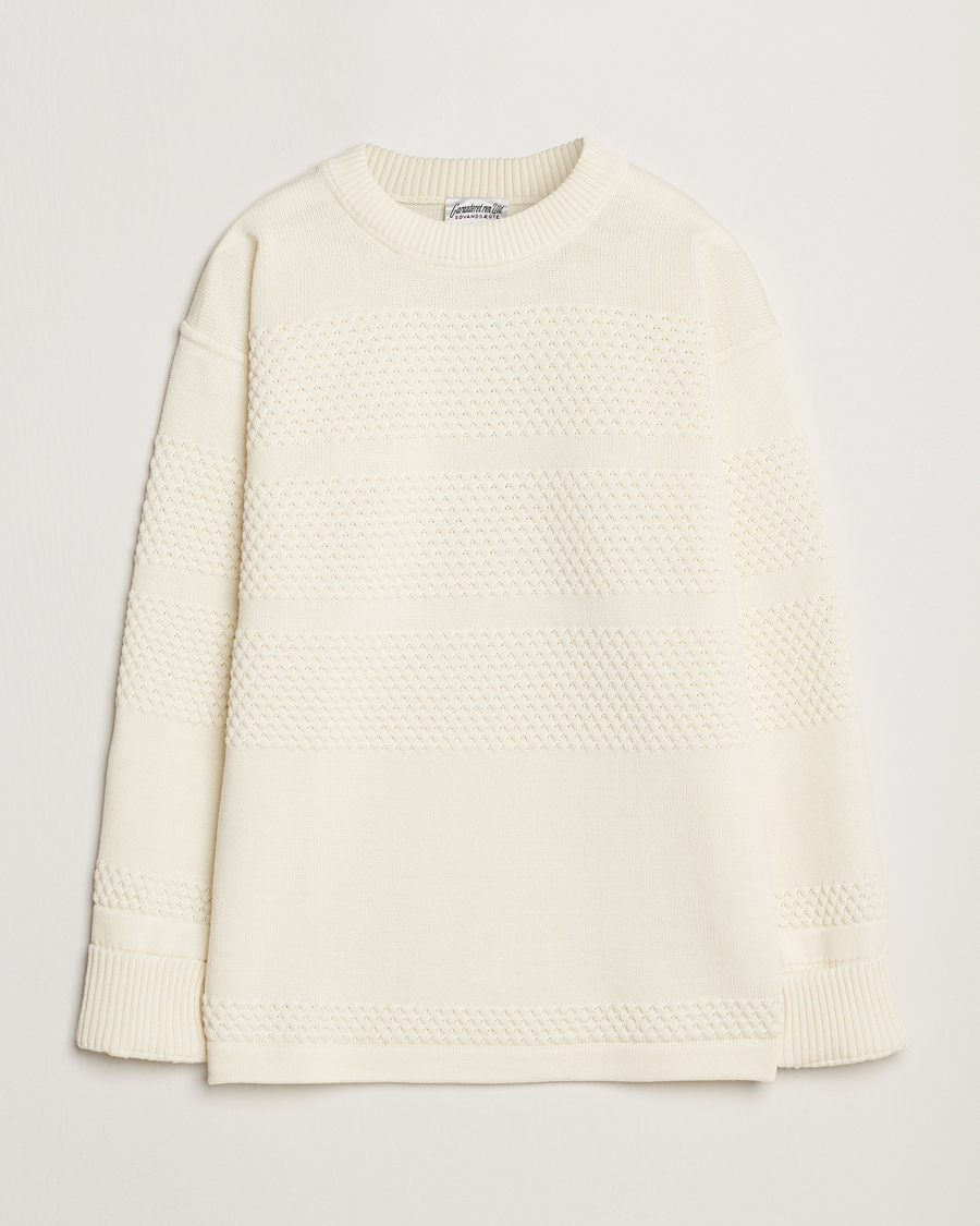 Herr | Tröjor | S.N.S. Herning | Fisherman Wool Crew Neck Sweater Natural White