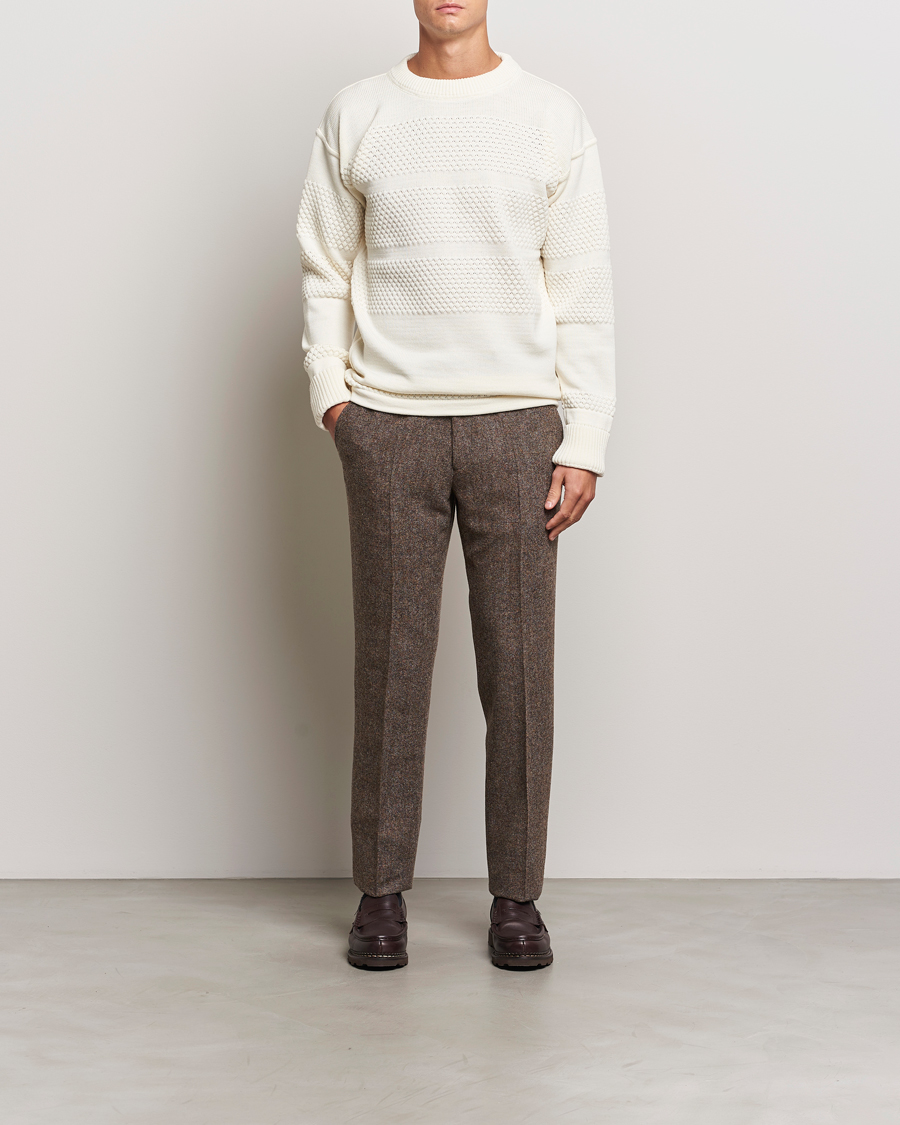 Herr | Tröjor | S.N.S. Herning | Fisherman Wool Crew Neck Sweater Natural White