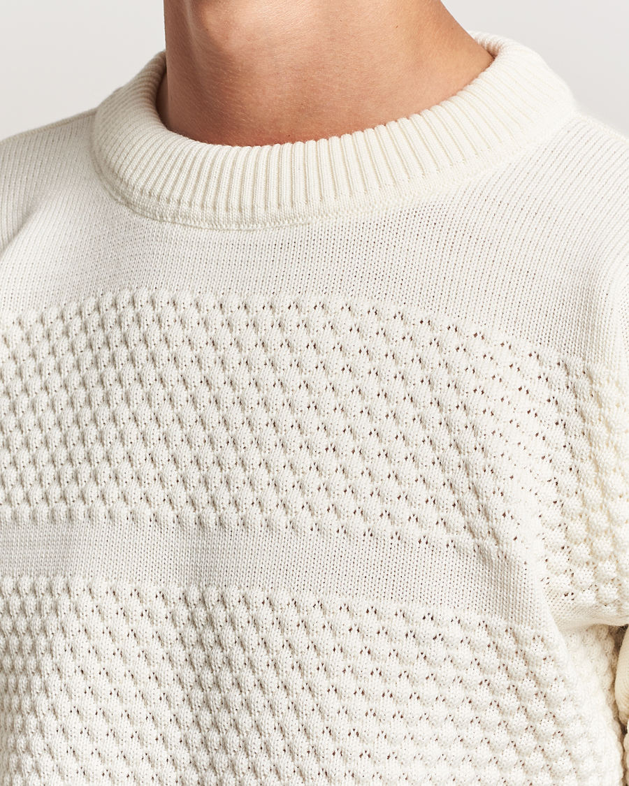 Herr | Tröjor | S.N.S. Herning | Fisherman Wool Crew Neck Sweater Natural White