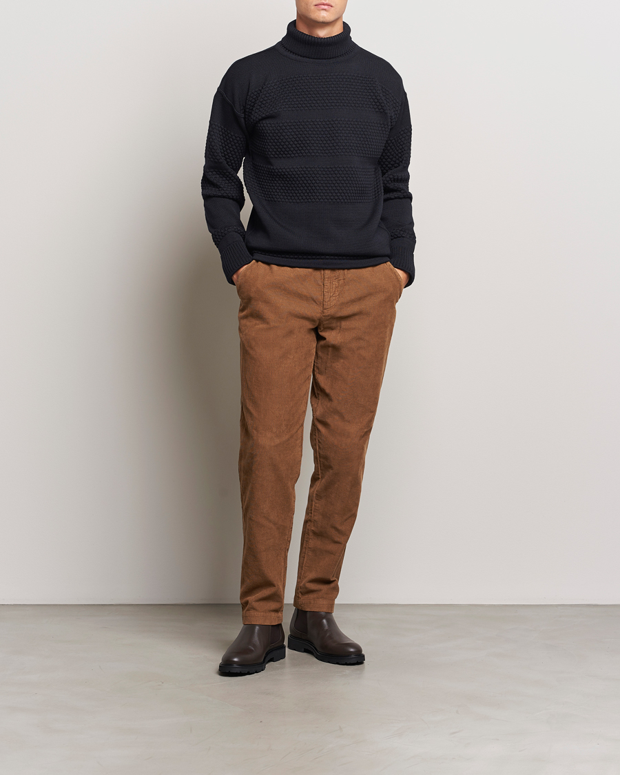 Herr | Tröjor | S.N.S. Herning | Fisherman Wool Rollneck Sweater Navy Blue