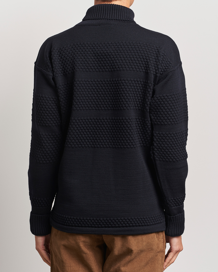 Herr | Tröjor | S.N.S. Herning | Fisherman Wool Rollneck Sweater Navy Blue