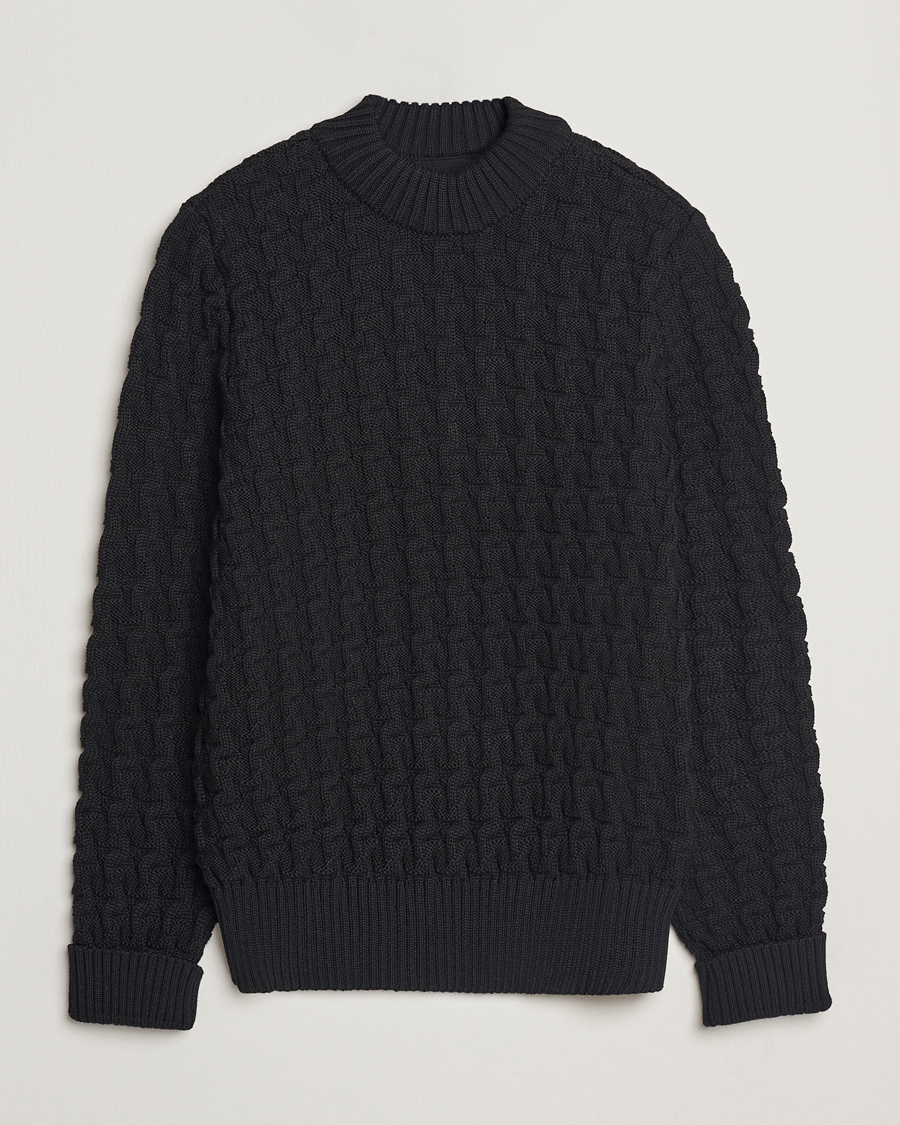 Herr | Tröjor | S.N.S. Herning | Stark Wool Cable Knit Sweater Black