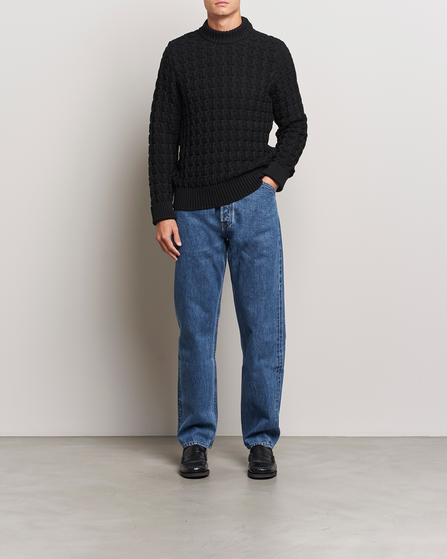 Herr | Tröjor | S.N.S. Herning | Stark Wool Cable Knit Sweater Black