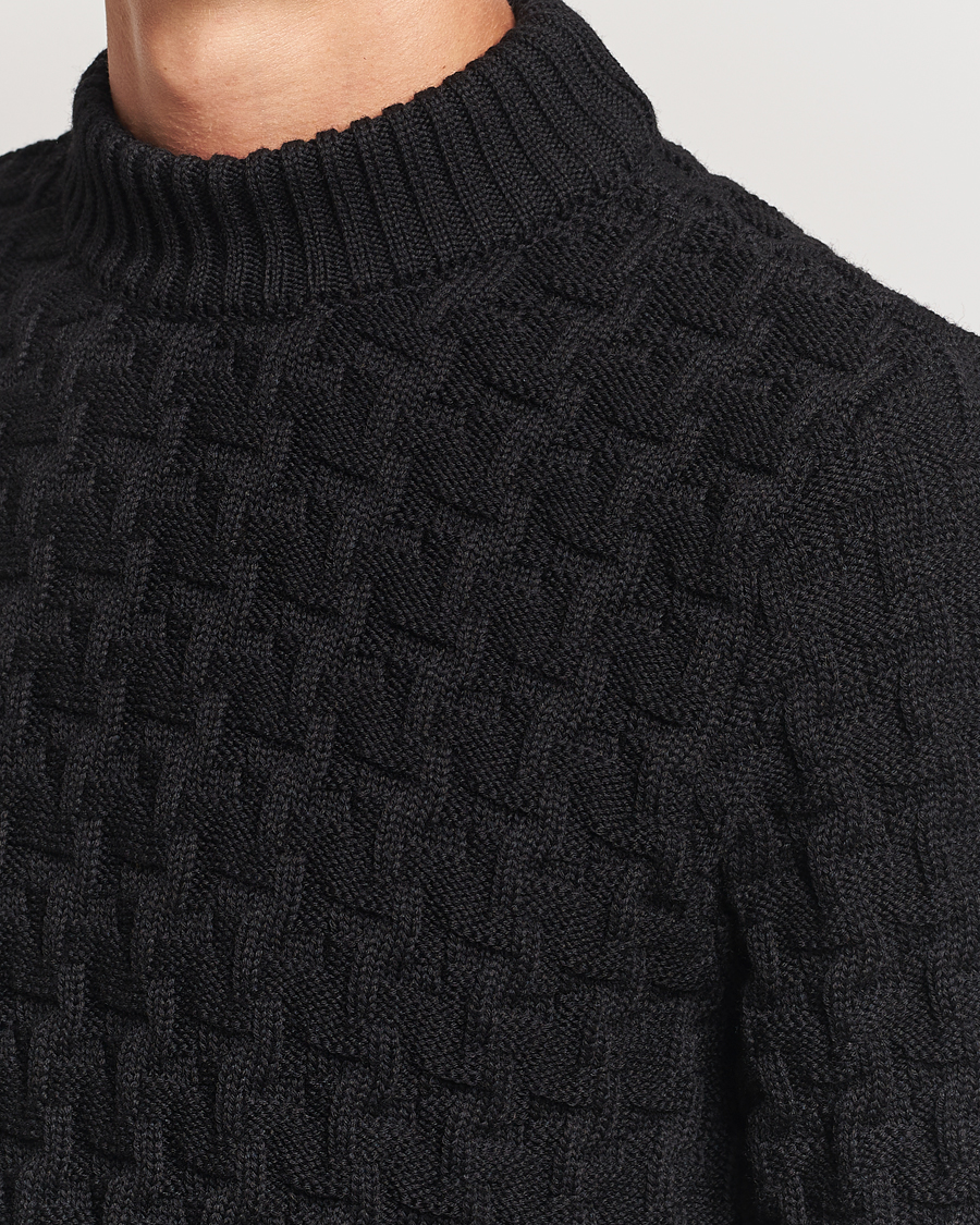 Herr | Tröjor | S.N.S. Herning | Stark Wool Cable Knit Sweater Black
