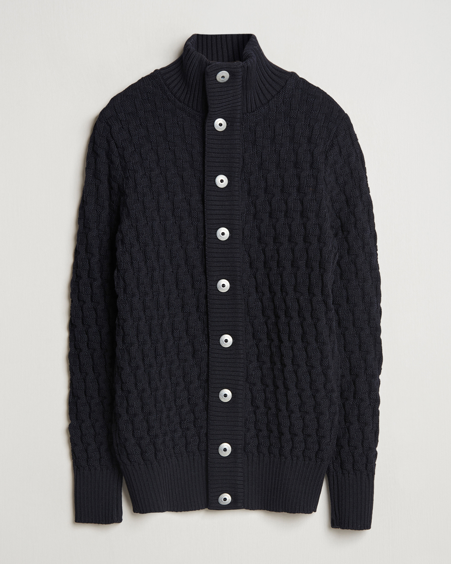 Herr | Tröjor | S.N.S. Herning | Stark Wool Cable Cardigan Navy