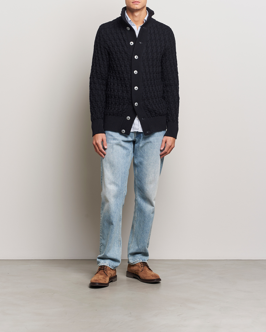 Herr | Tröjor | S.N.S. Herning | Stark Wool Cable Cardigan Navy