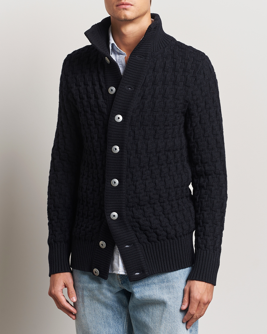 Herr | Tröjor | S.N.S. Herning | Stark Cable Cardigan Navy Blue