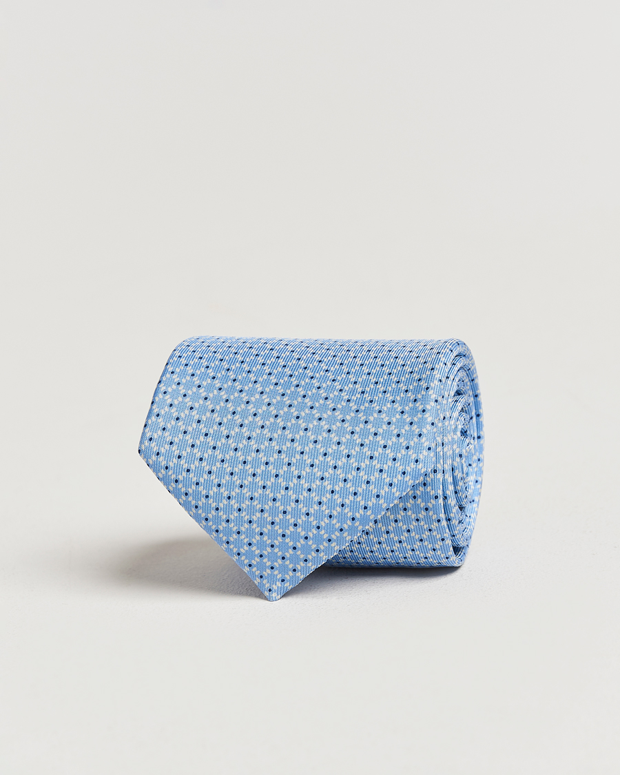 Herr | E. Marinella 3-Fold Printed Silk Tie Light Blue | E. Marinella | 3-Fold Printed Silk Tie Light Blue