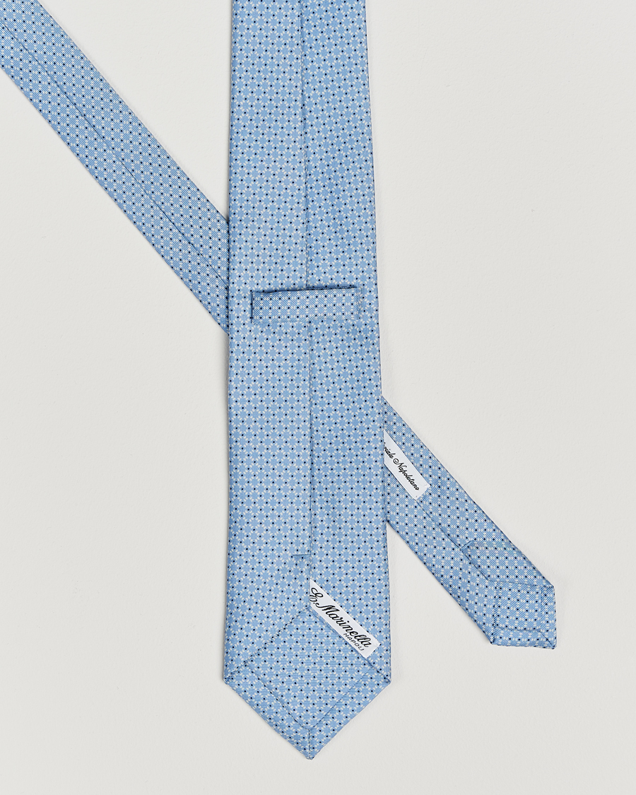 Herr | E. Marinella 3-Fold Printed Silk Tie Light Blue | E. Marinella | 3-Fold Printed Silk Tie Light Blue