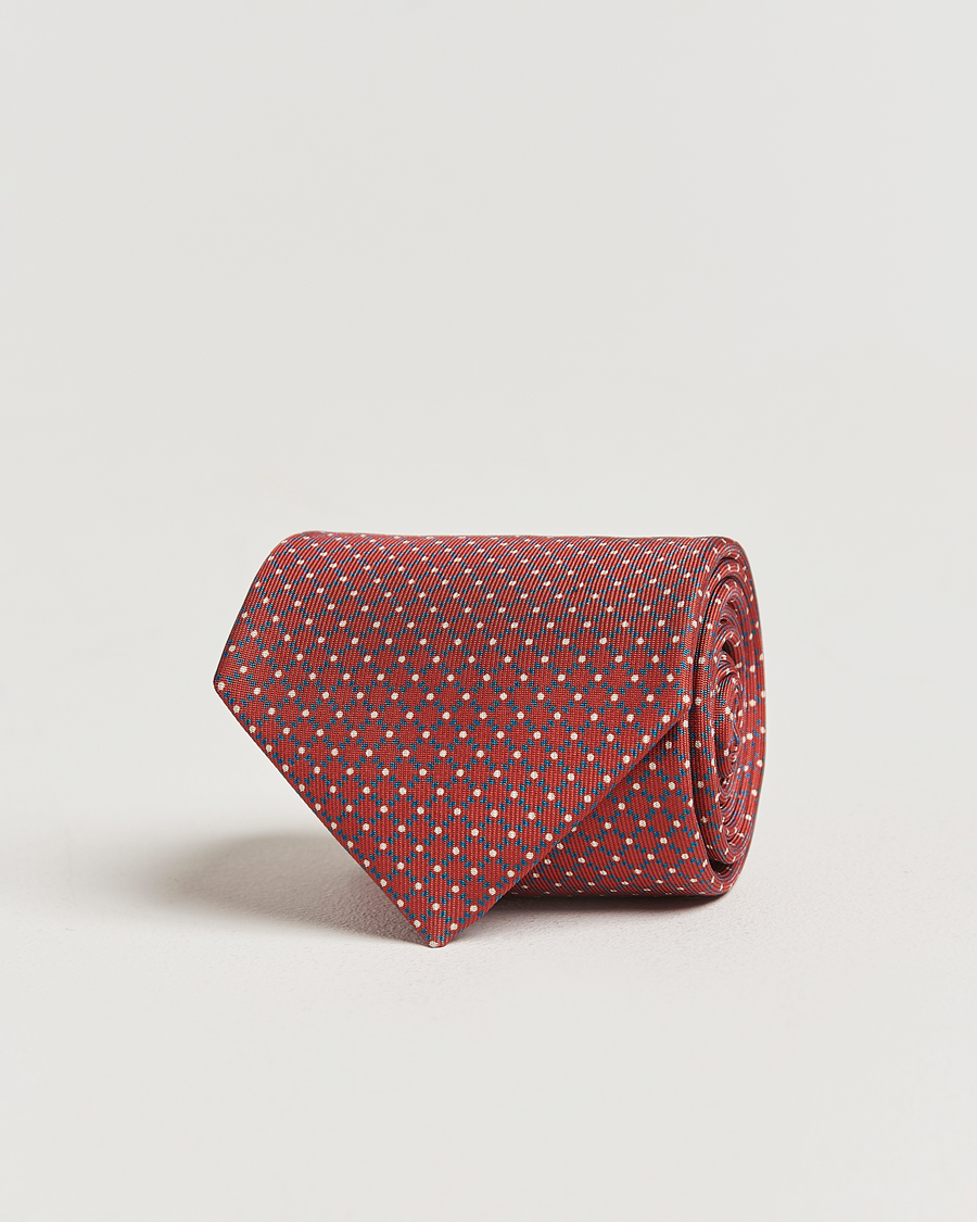 Herr | E. Marinella 3-Fold Printed Silk Tie Burgundy | E. Marinella | 3-Fold Printed Silk Tie Burgundy