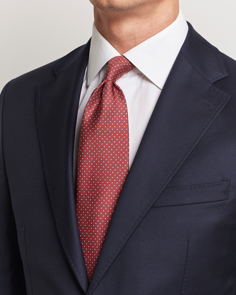 Herr | E. Marinella 3-Fold Printed Silk Tie Burgundy | E. Marinella | 3-Fold Printed Silk Tie Burgundy