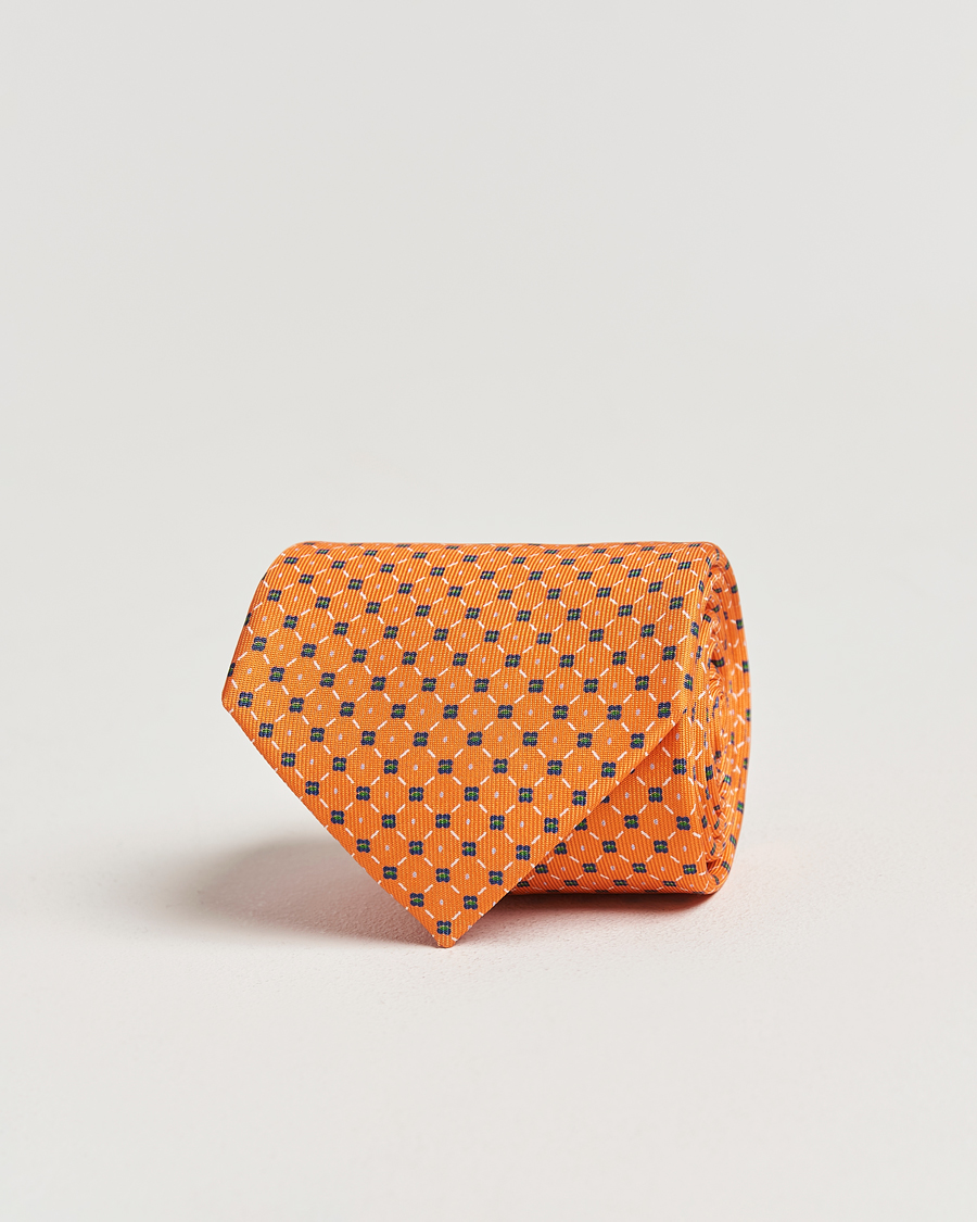 Herr | Slipsar | E. Marinella | 3-Fold Printed Silk Tie Orange