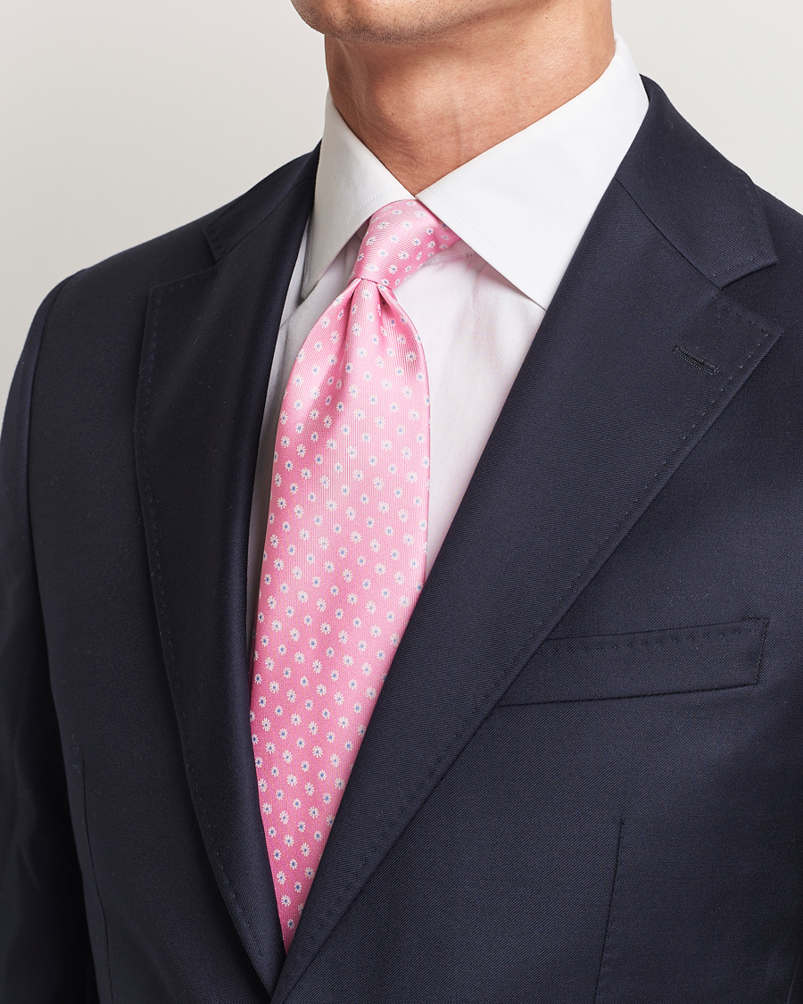 Herr | Slipsar | E. Marinella | 3-Fold Printed Silk Tie Pink