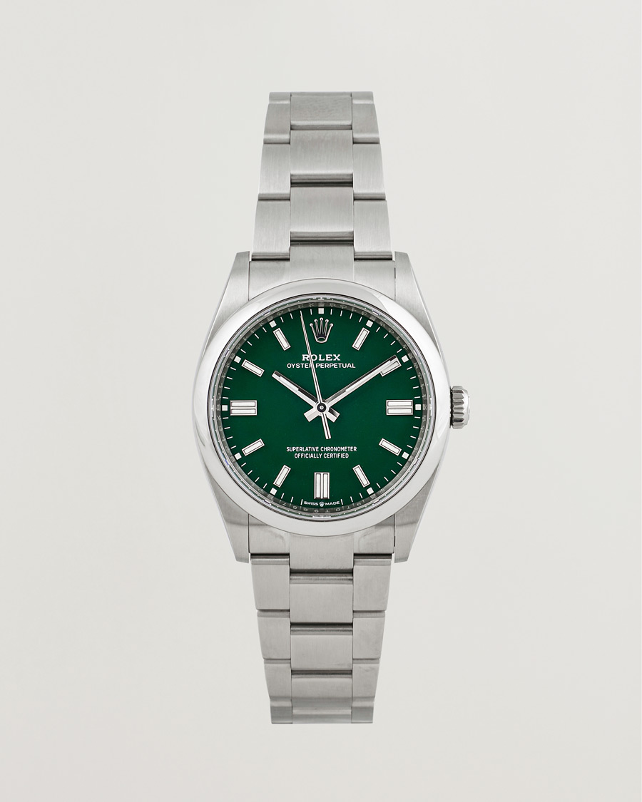 Herr | Rolex Pre-Owned Oyster Perpetual 36 126000 Steel Green Silver | Rolex Pre-Owned | Oyster Perpetual 36 126000 Steel Green Silver