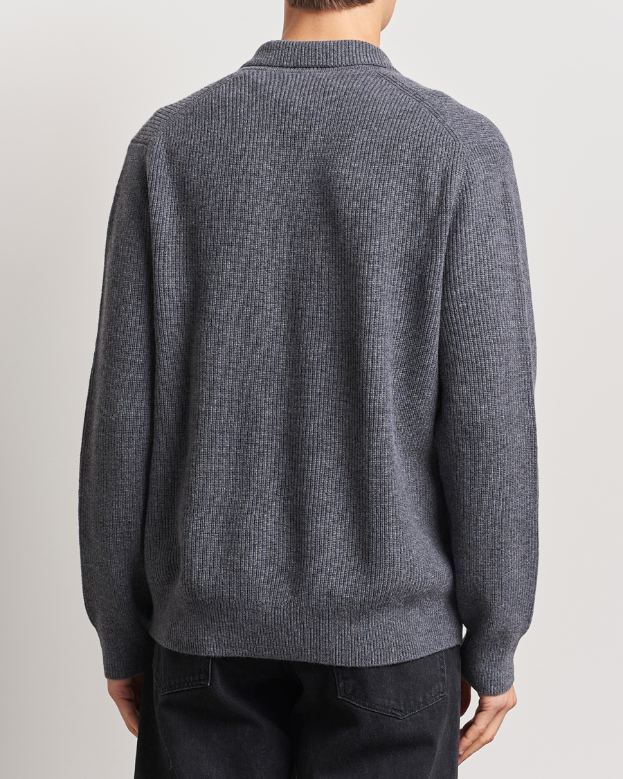 Herr | Tröjor | Samsøe Samsøe | Saisaks Merino Rib Knitted Full Zip Charcoal