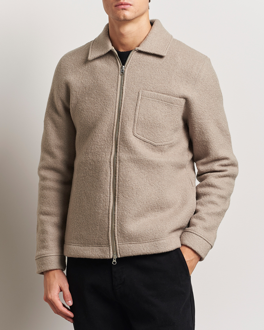 Herr | Tröjor | Samsøe Samsøe | Hannes Boiled Wool Full Zip Seneca Rock
