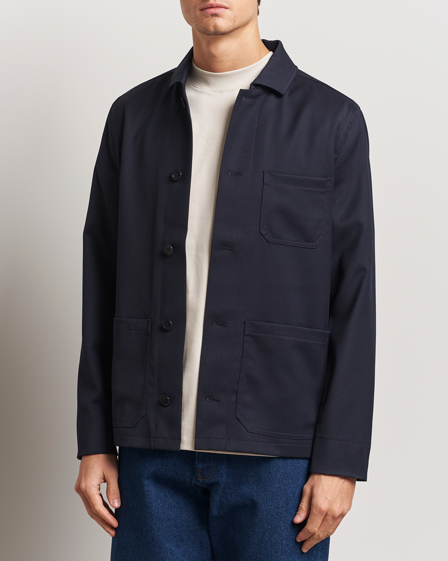 Herr | Skjortor | Filippa K | Louis Wool Gabardine Shirt Jacket Navy