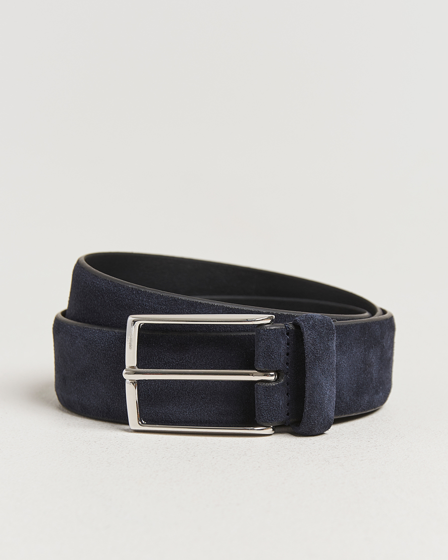 Herr | Bälten | Anderson's | Calf Suede 3,5 cm Belt Navy