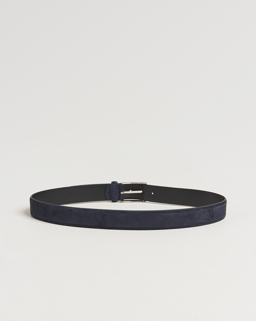 Herr | Bälten | Anderson's | Calf Suede 3,5 cm Belt Navy