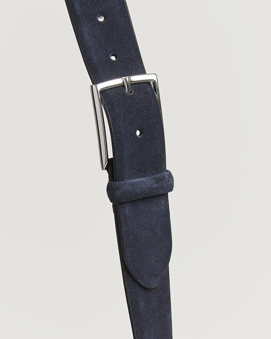 Herr | Bälten | Anderson's | Calf Suede 3,5 cm Belt Navy