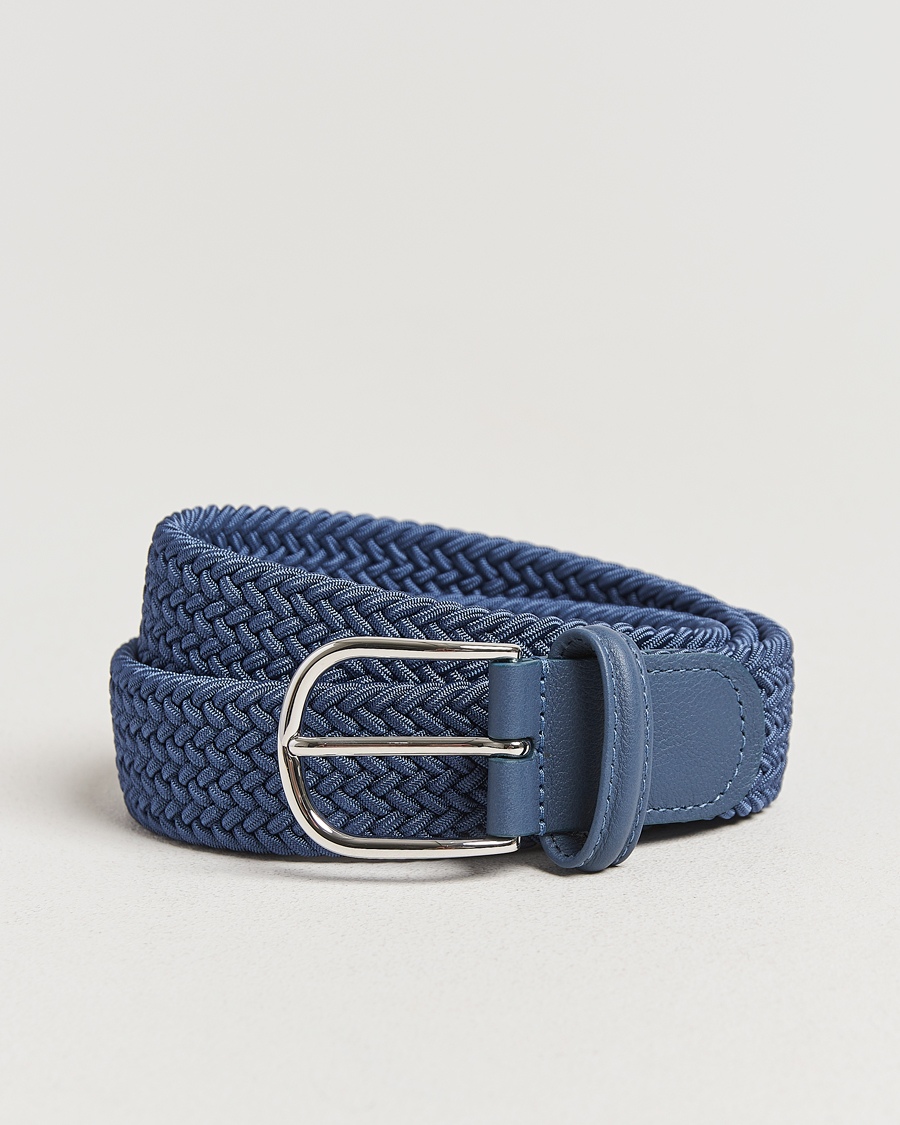 Herr | Bälten | Anderson's | Stretch Woven 3,5 cm Belt Air Force Blue