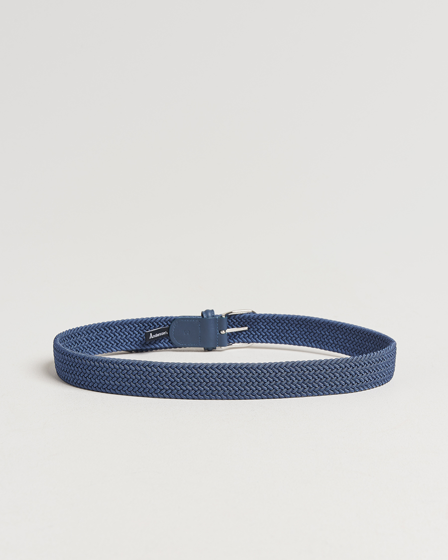 Herr | Bälten | Anderson's | Stretch Woven 3,5 cm Belt Air Force Blue