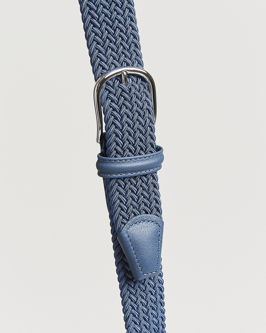 Herr | Bälten | Anderson's | Stretch Woven 3,5 cm Belt Air Force Blue