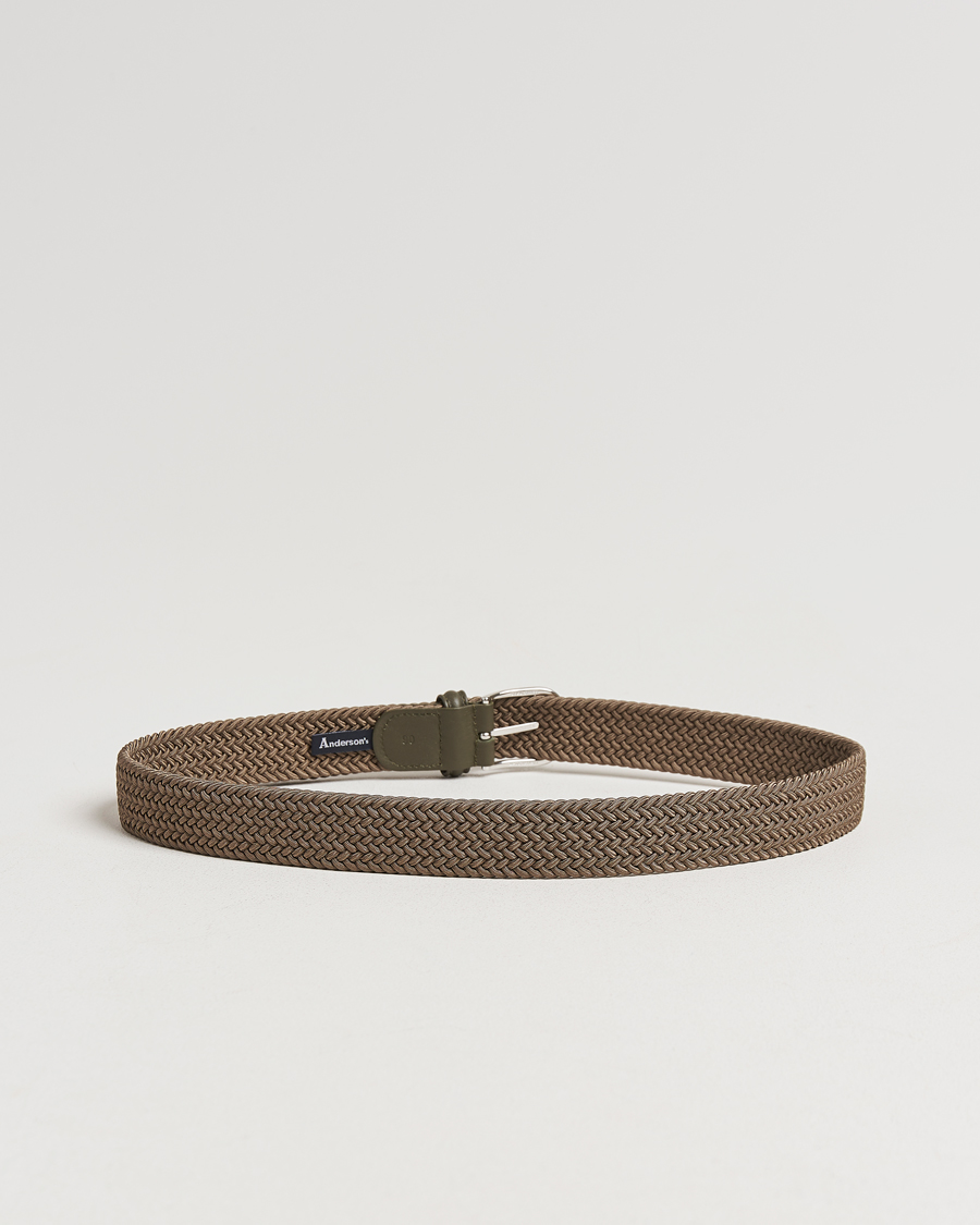 Herr | Bälten | Anderson's | Stretch Woven 3,5 cm Belt Khaki
