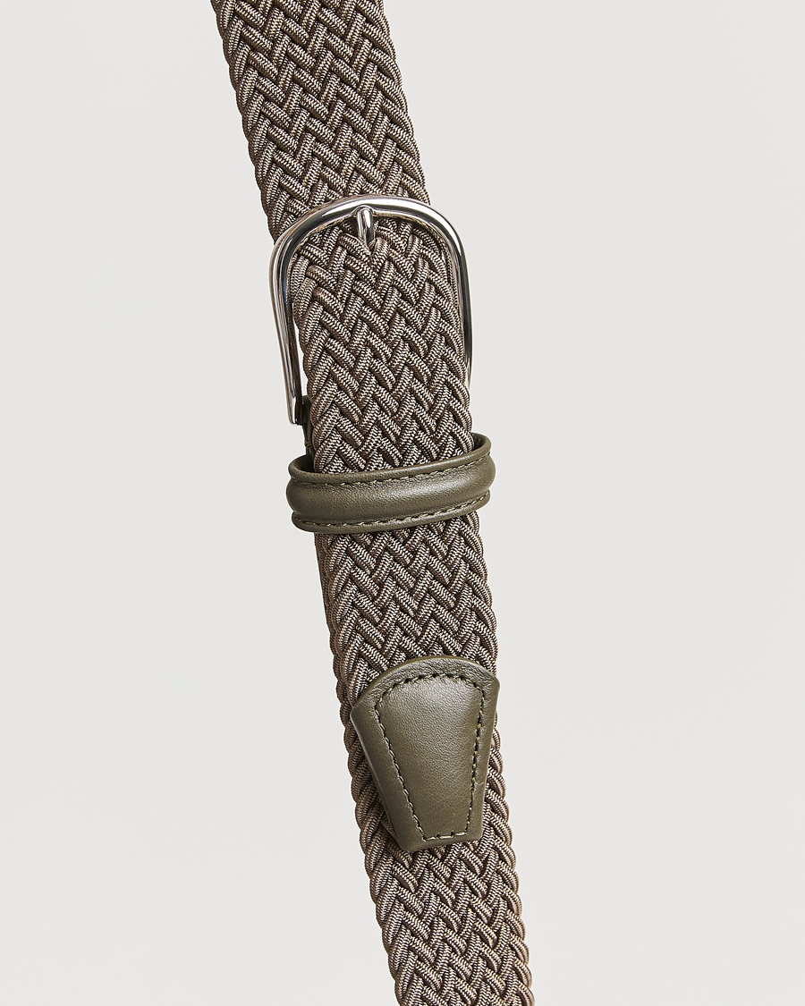 Herr | Bälten | Anderson's | Stretch Woven 3,5 cm Belt Khaki