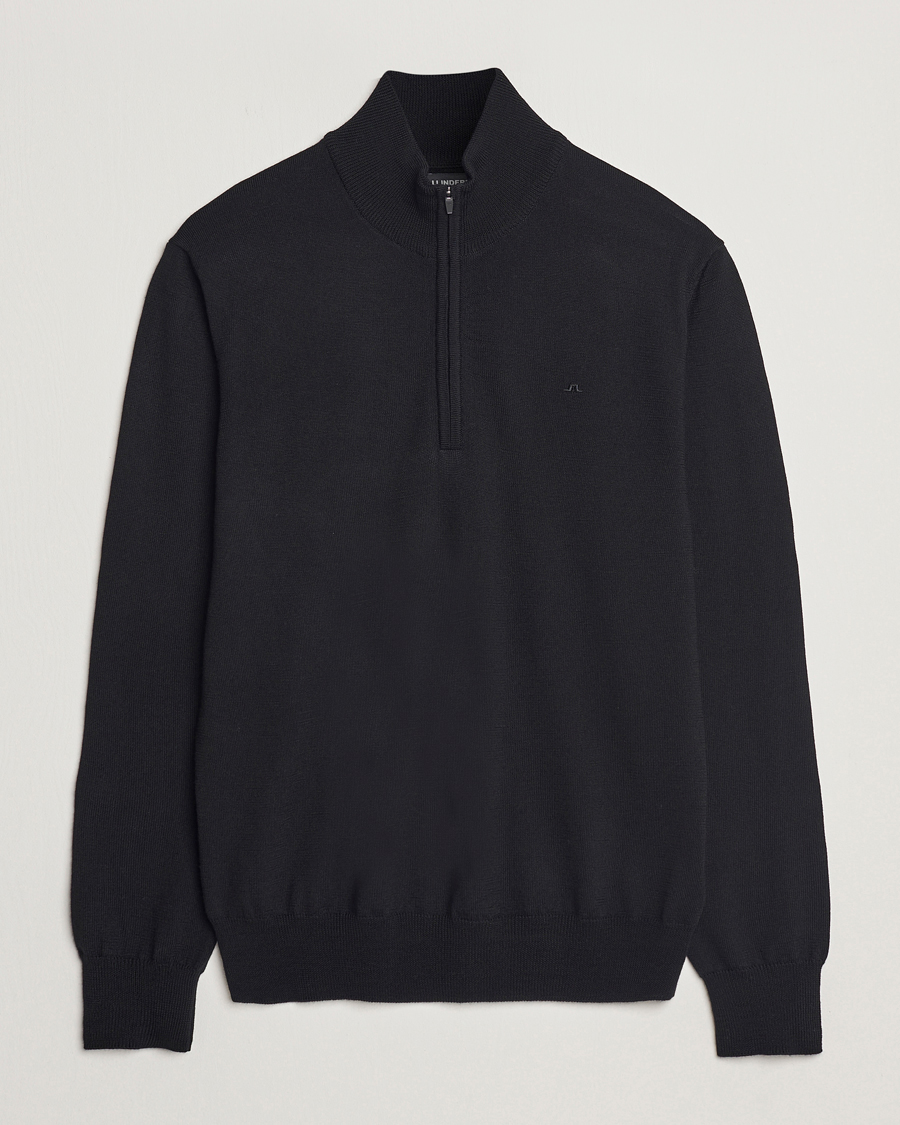 Herr | Tröjor | J.Lindeberg | Kiyan Merino Quarter Zip Black