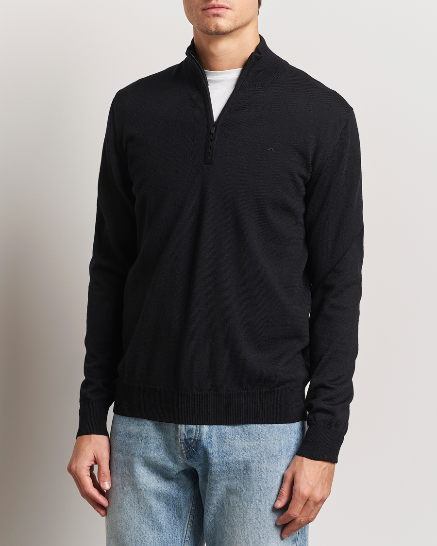 Herr | Tröjor | J.Lindeberg | Kiyan Merino Quarter Zip Black