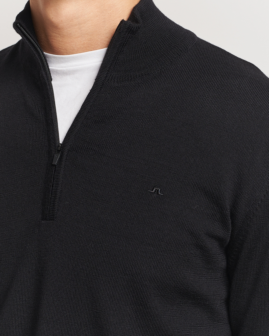 Herr | Tröjor | J.Lindeberg | Kiyan Merino Quarter Zip Black