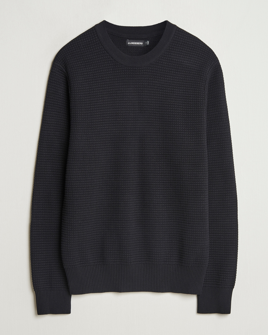Herr | Tröjor | J.Lindeberg | Oliver Structure Cotton Sweater Black