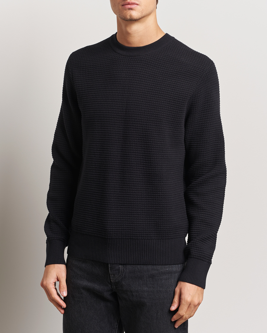 Herr | Tröjor | J.Lindeberg | Oliver Structure Cotton Sweater Black