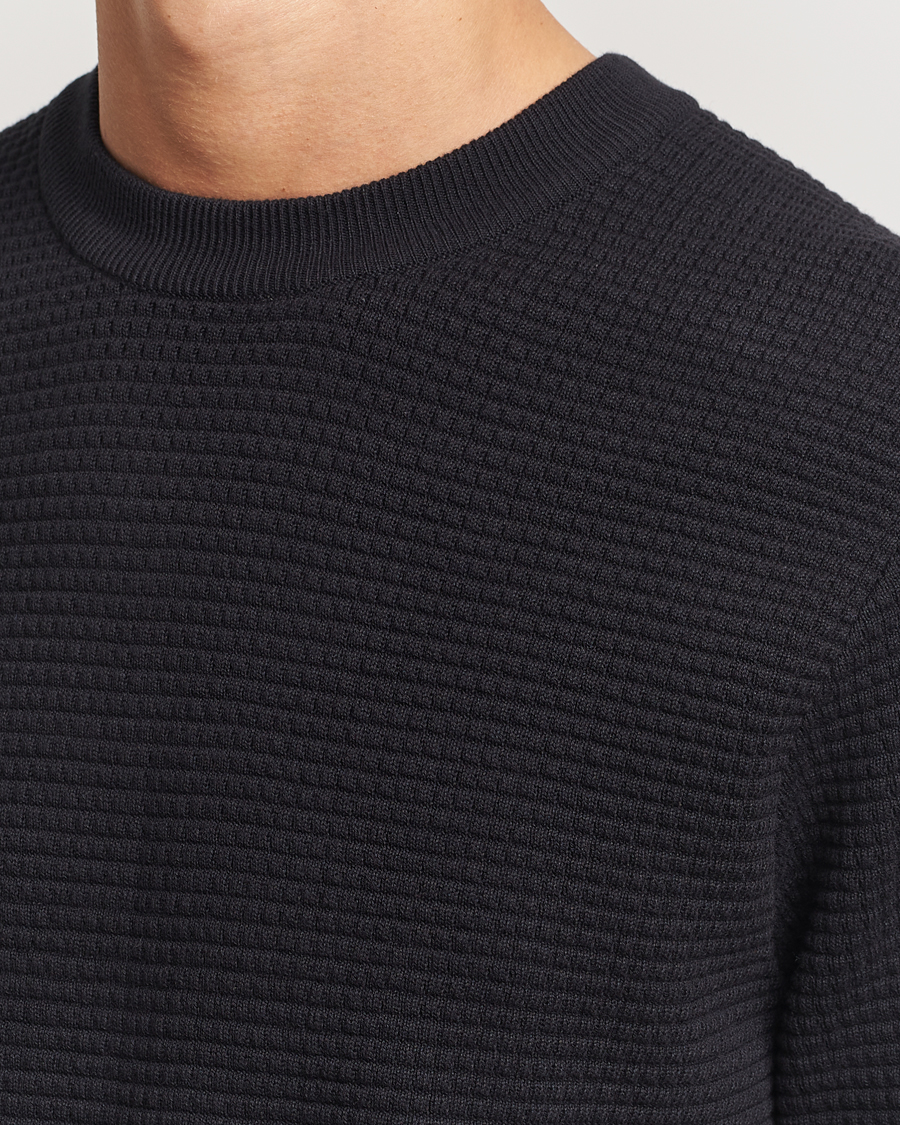 Herr | Tröjor | J.Lindeberg | Oliver Structure Cotton Sweater Black