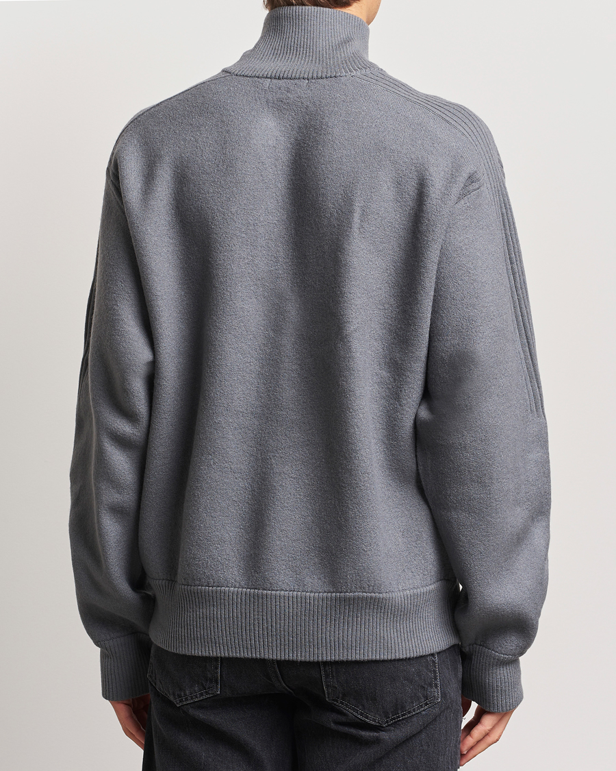 Herr | Tröjor | J.Lindeberg | Bon Boiled Wool Quarter Zip Lava Smoke