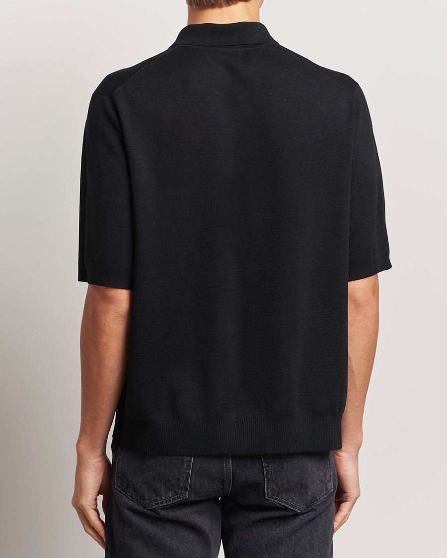 Herr | Tröjor | J.Lindeberg | Tyler Quarter Zip Knit Polo Black