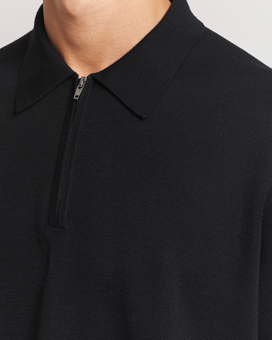 Herr | Tröjor | J.Lindeberg | Tyler Quarter Zip Knit Polo Black