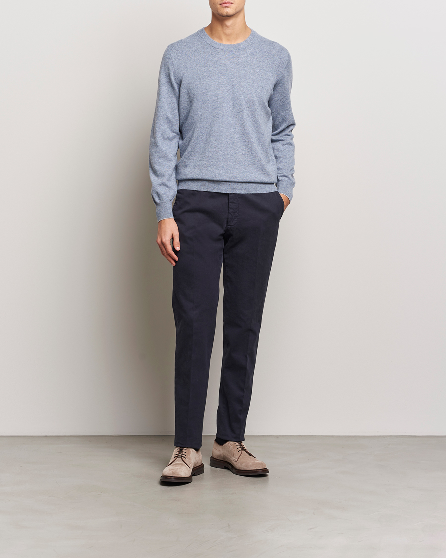Herr | Tröjor | Brunello Cucinelli | 2 Ply Cashmere Pullover Light Blue Denim