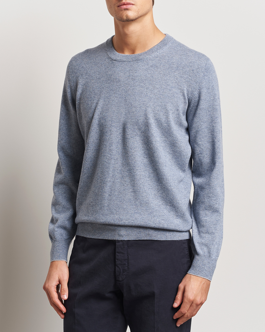 Herr | Tröjor | Brunello Cucinelli | 2 Ply Cashmere Pullover Light Blue Denim