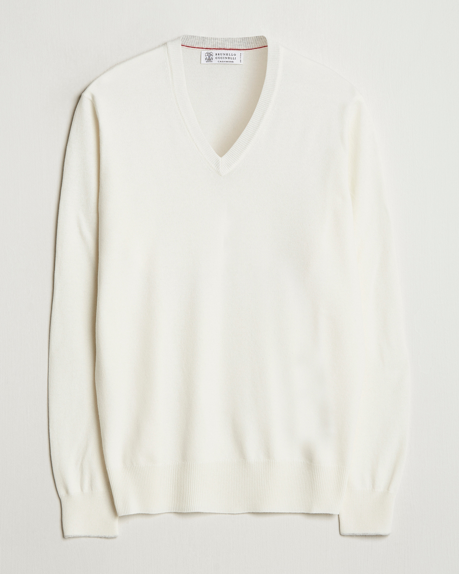 Herr | Tröjor | Brunello Cucinelli | 2 Ply Cashmere V-Neck Panama