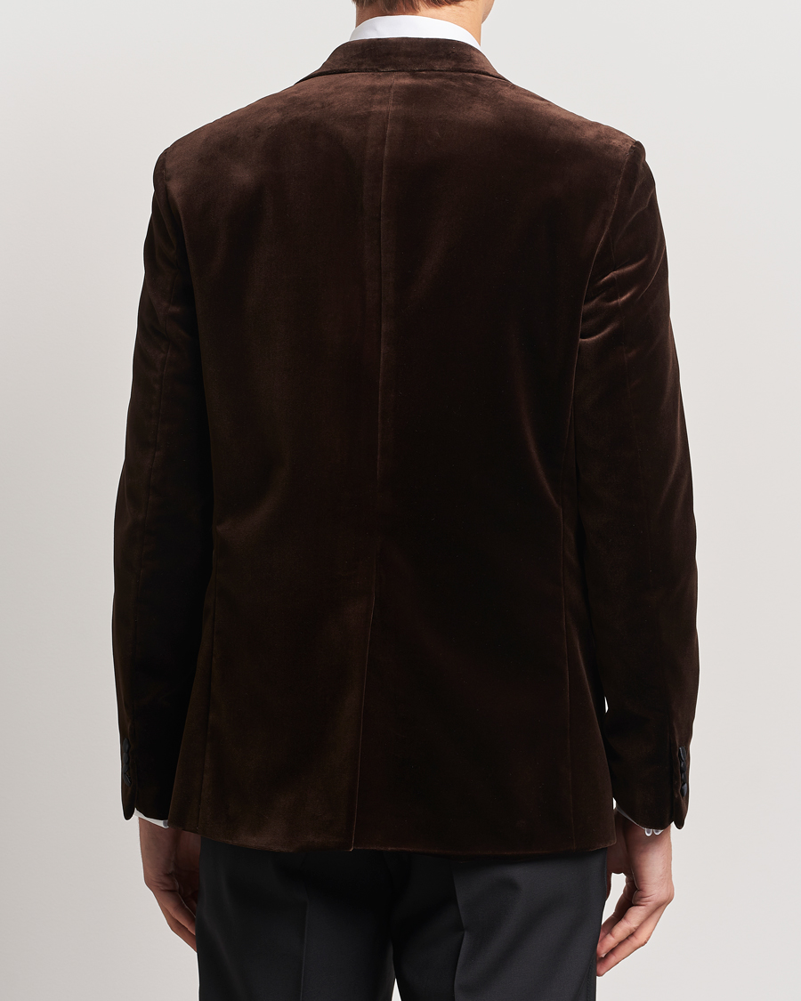 Herr | Kavajer | Oscar Jacobson | Frampton Velvet Tuxedo Blazer Brown