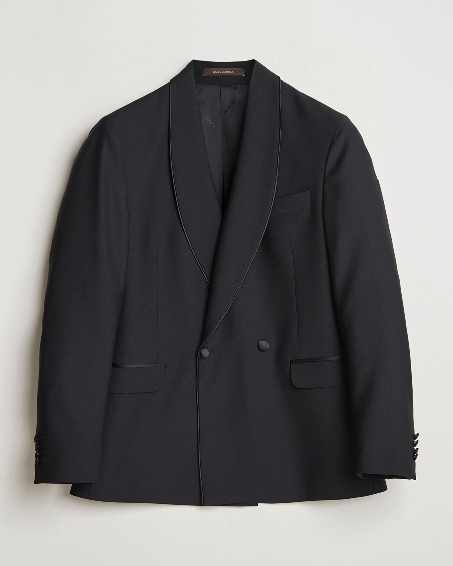 Herr | Kavajer | Oscar Jacobson | Fattore Double Breasted Tuxedo Blazer Black