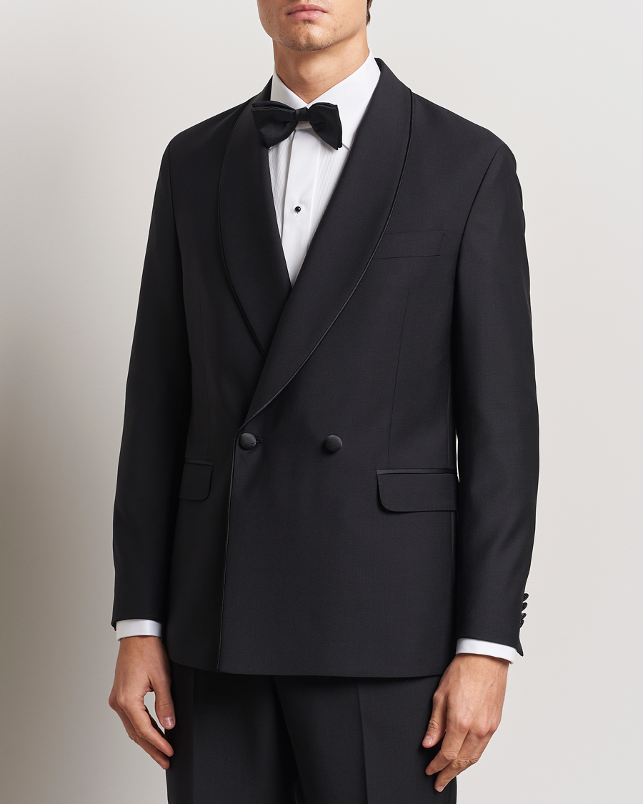Herr | Kavajer | Oscar Jacobson | Fattore Double Breasted Tuxedo Blazer Black