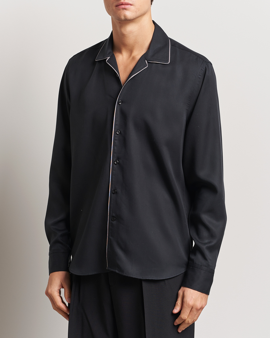 Herr | Skjortor | Oscar Jacobson | Reg Fit Camp Collar Shirt Black