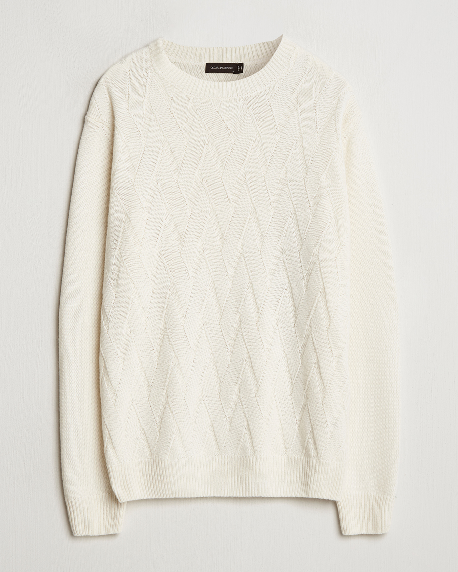 Herr | Tröjor | Oscar Jacobson | Aston Wool/Cashmere Knitted Roundneck Off White