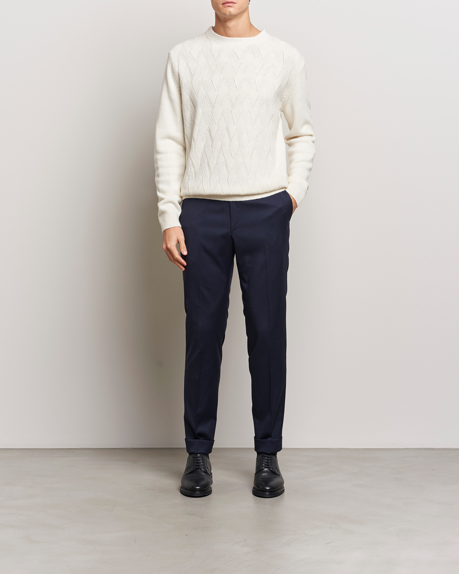 Herr | Tröjor | Oscar Jacobson | Aston Wool/Cashmere Knitted Roundneck Off White
